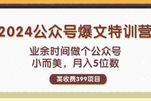 （11893期）某收费399元-2024公众号爆文特训营：业余时间做个公众号 小而美 月入5位数