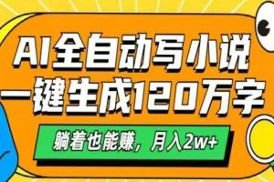 （14646期）AI自动写小说，一键生成120万字，躺着也能赚，月入2w+