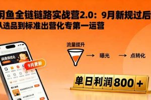 （16265期）闲鱼变现课3.0：掌握链接优化、流量提升、商业变现，单日利润800+